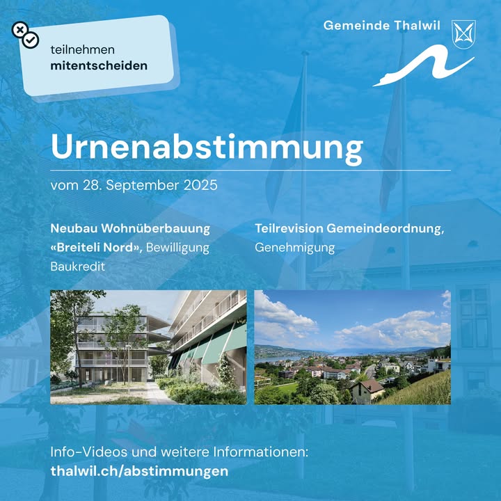 Zwei kommunale Vorlagen kommen im September an die Urne 🗳 
Am …