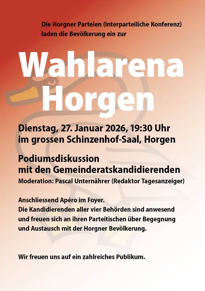 Am 27. Januar findet die Wahlarena in der Gemeinde Horgen statt &# …