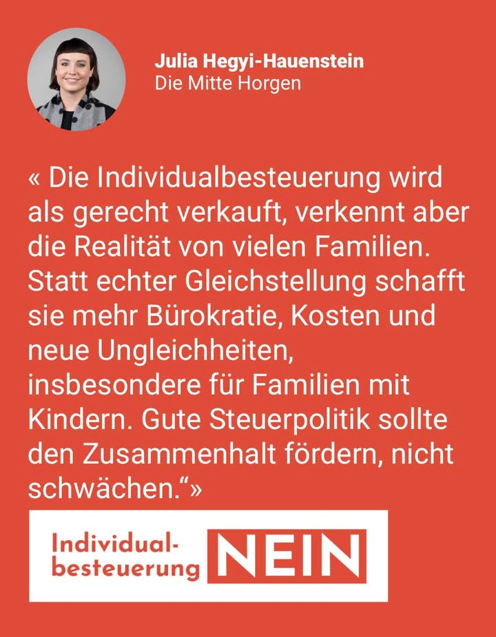 Die Individualbesteuerung: Kompliziert. Ungerecht. Teuer. 
Nur s …