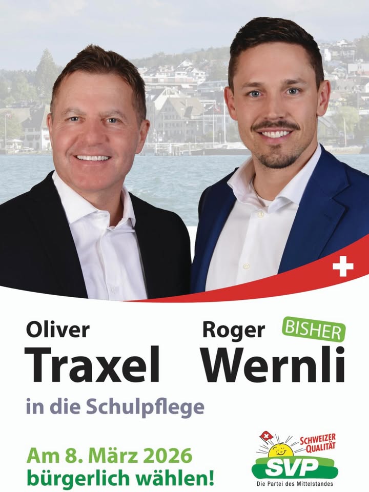 Das SVP-Zweierteam für die Schulpflege Horgen 
Die SVP Horgen s …