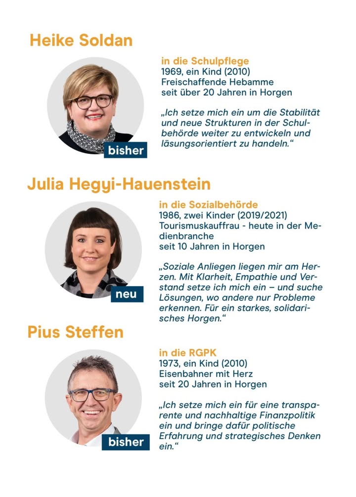 Liebe Horgnerinnen und Horgner 
Am Sonntag, 8. März, haben wir  …