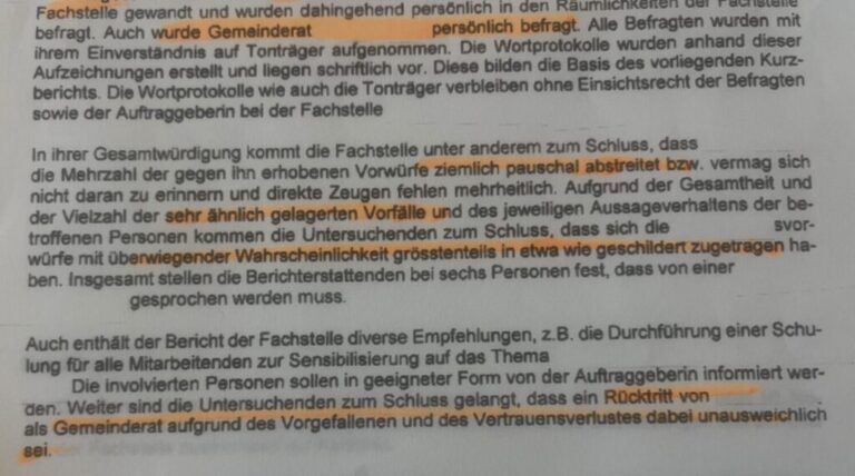 Rüschlikoner Finanzchef belästigte wiederholt, so Gutachten
