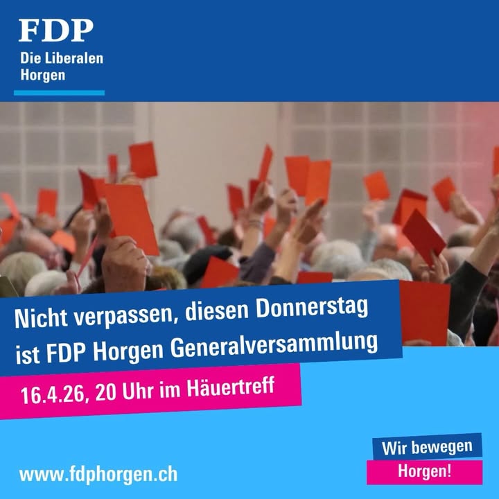 Nicht vergessen, diesen Donnerstag ist GV der FDP Horgen 
@fdp_z …