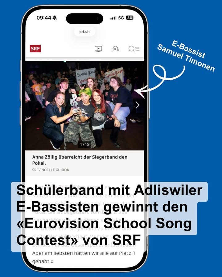 Der 13-jährige Adliswiler E-Bassist Samuel Timonen gewann letzten …