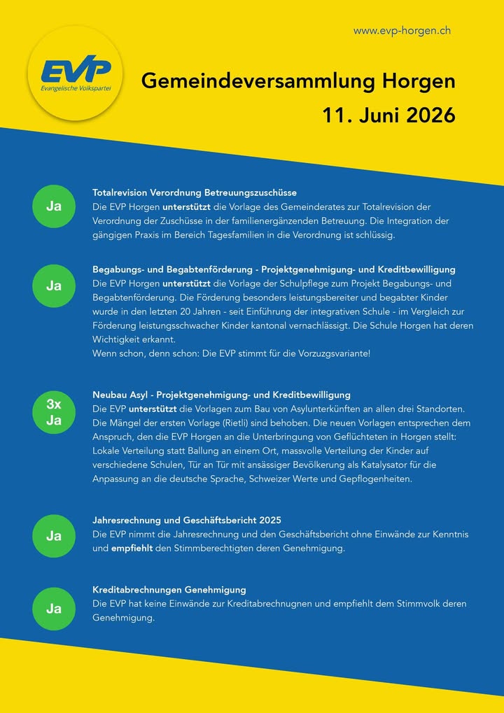 Gemeindeversammlung Horgen: 7 * JA