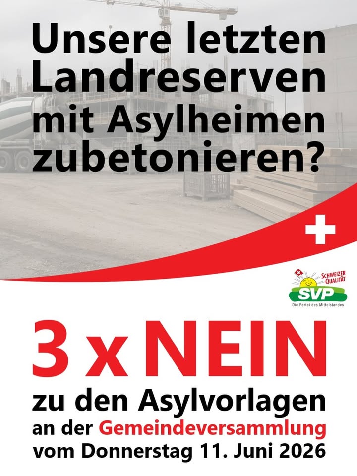 🚨Letzter Aufruf: Wer keine drei neuen Asylheime in Horgen will, …