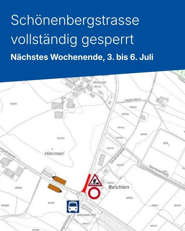 🚧 Vollsperrung Schönenbergstrasse 🚧
Der Kanton Zürich …