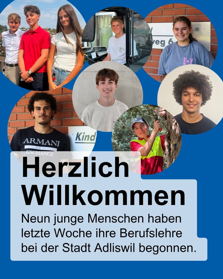 Herzlich Willkommen bei der Stadt Adliswil 🤗
Neun junge Mens …